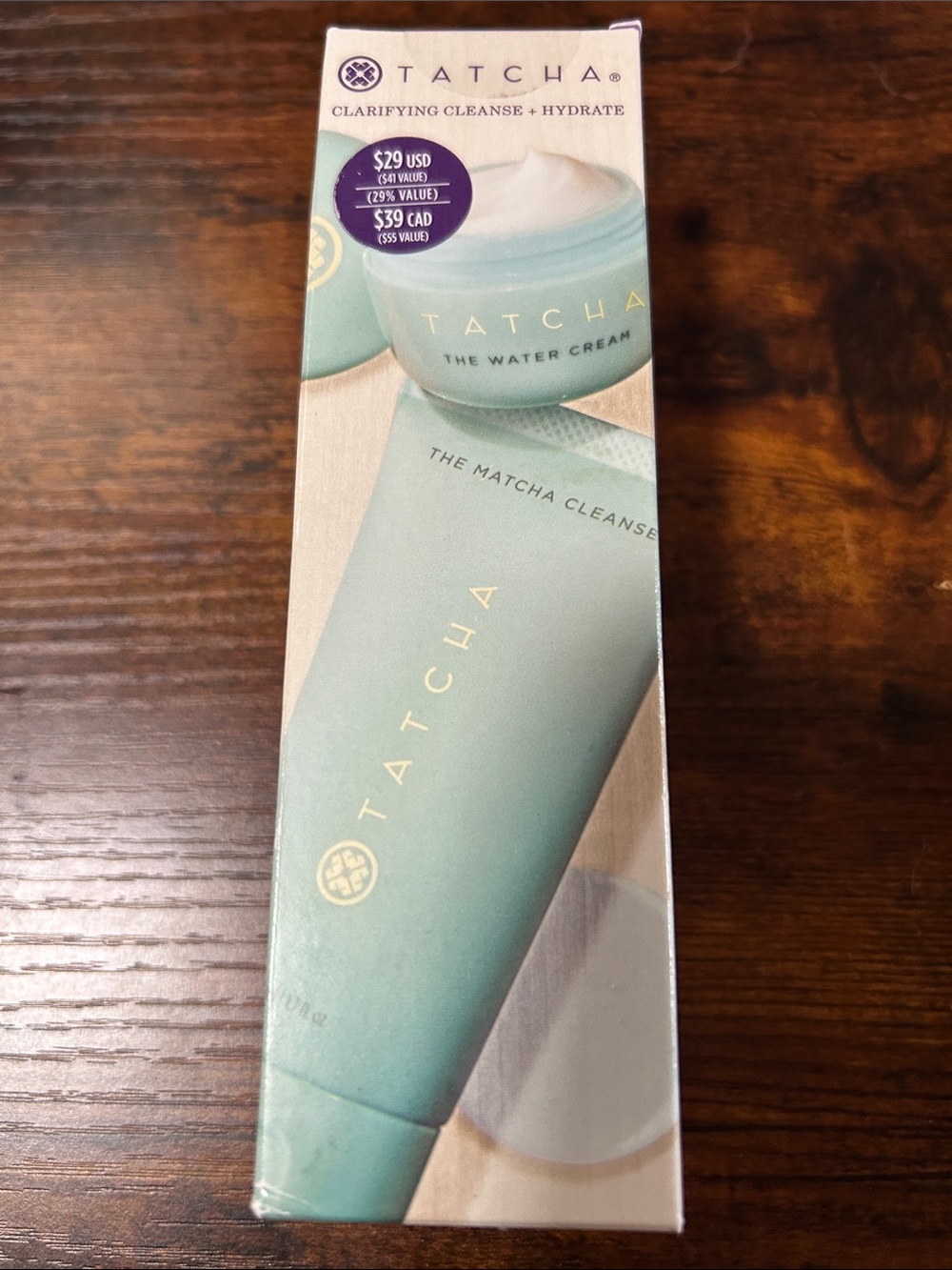 Tatcha Matcha Cleanse Gel and water cream set